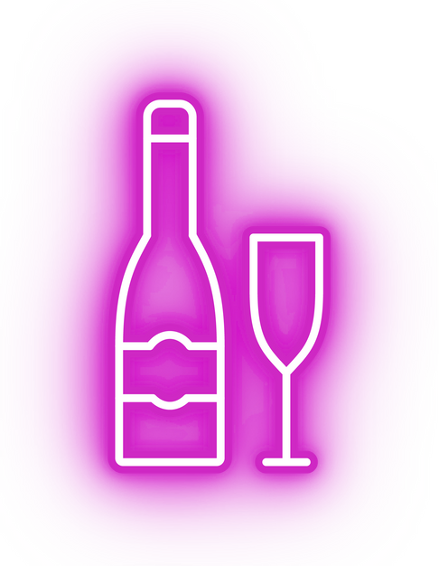 Neon pink champagne icon